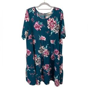 Terra & Sky Tiered Floral Short Sleeve Dress